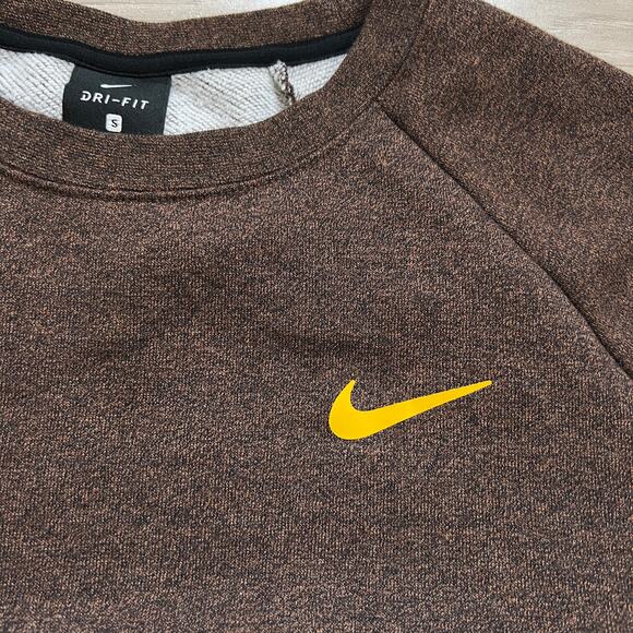 Nike Dri-Fit Dry Women's Long Sleeve Training Top Dark Obsidian/Heather Brown S - Picture 6 of 11